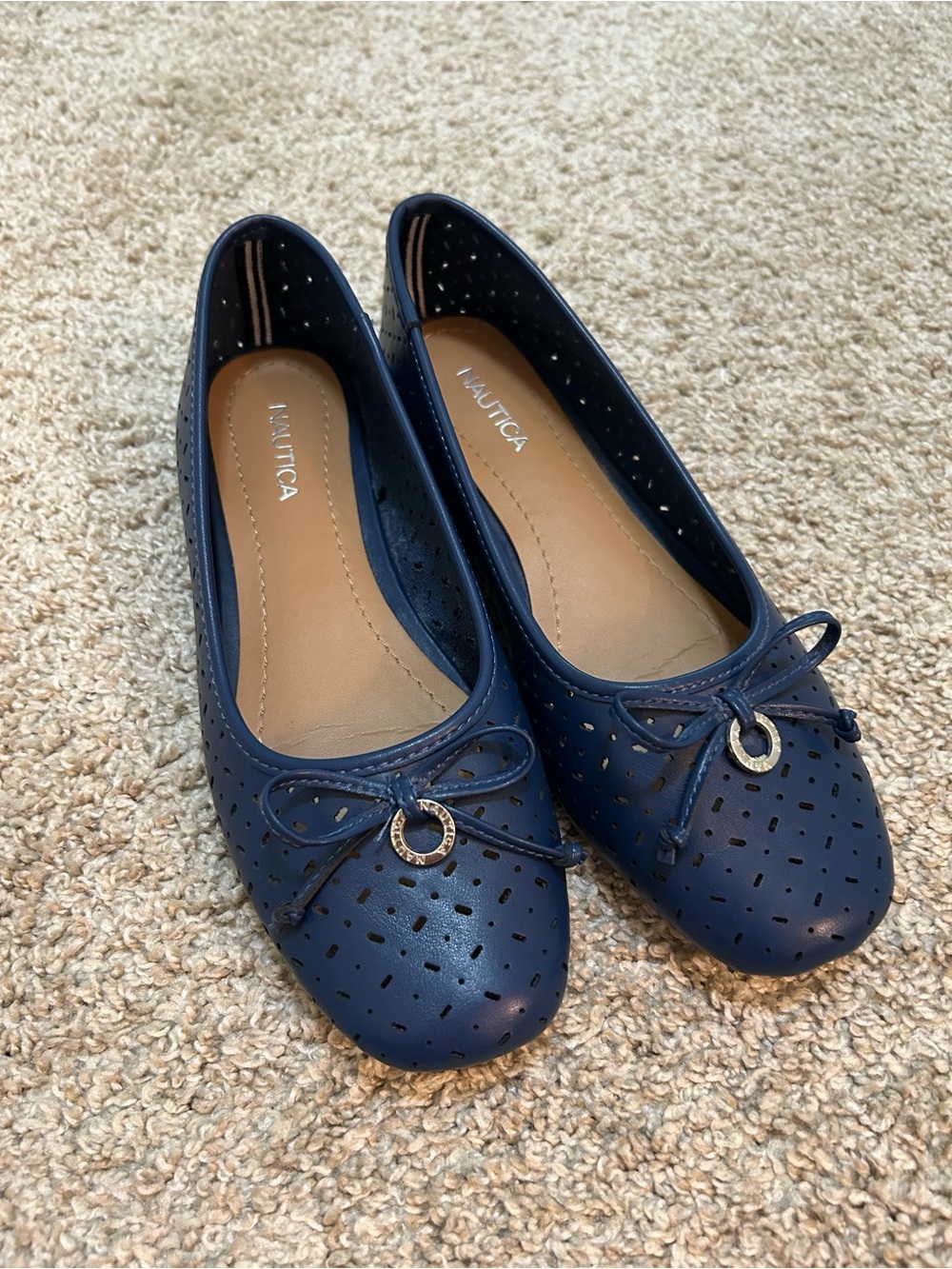 Nautica Diklah Navy Perforated Bow Ballet Flats